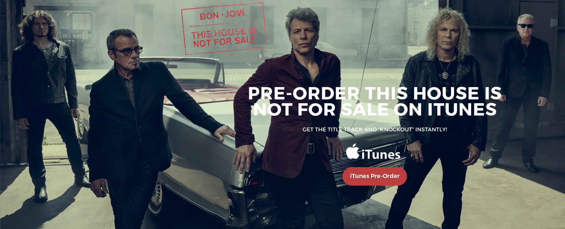 A group photo of Bon Jovi taken in 2016.